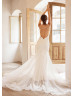 Ivory 3D Lace Tulle Keyhole Back Top Fashion Wedding Dress Ivory 3D Lace Tulle Keyhole Back Top Fashion Wedding Dress